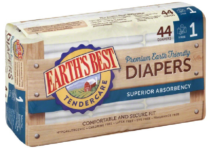 EARTHS BEST: Chlorine Free Diapers Size 1, 44 pc