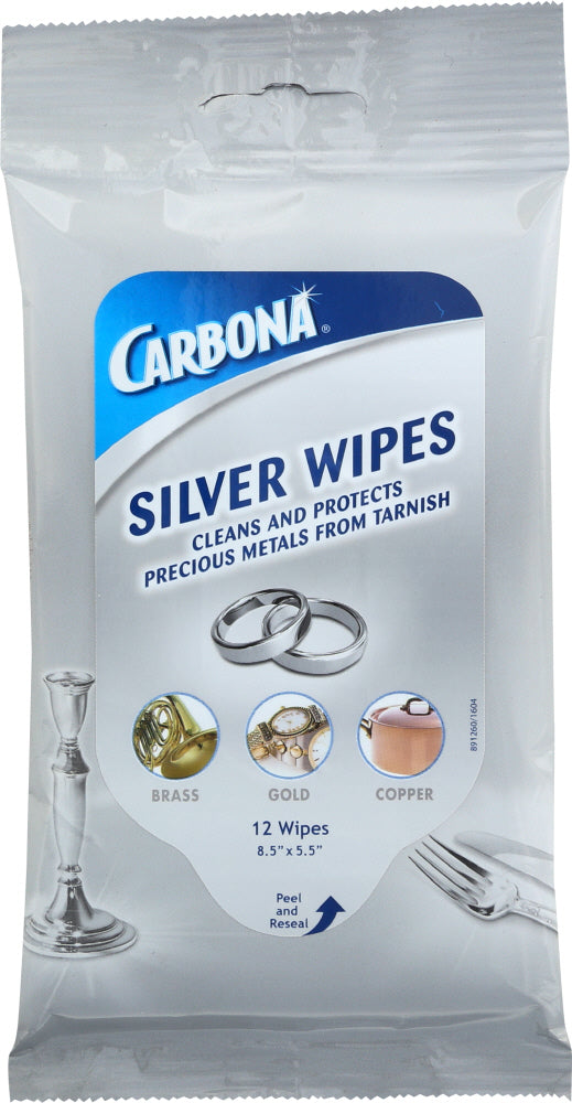 CARBONA: Silver Wipes Flat Pack, 12 ea