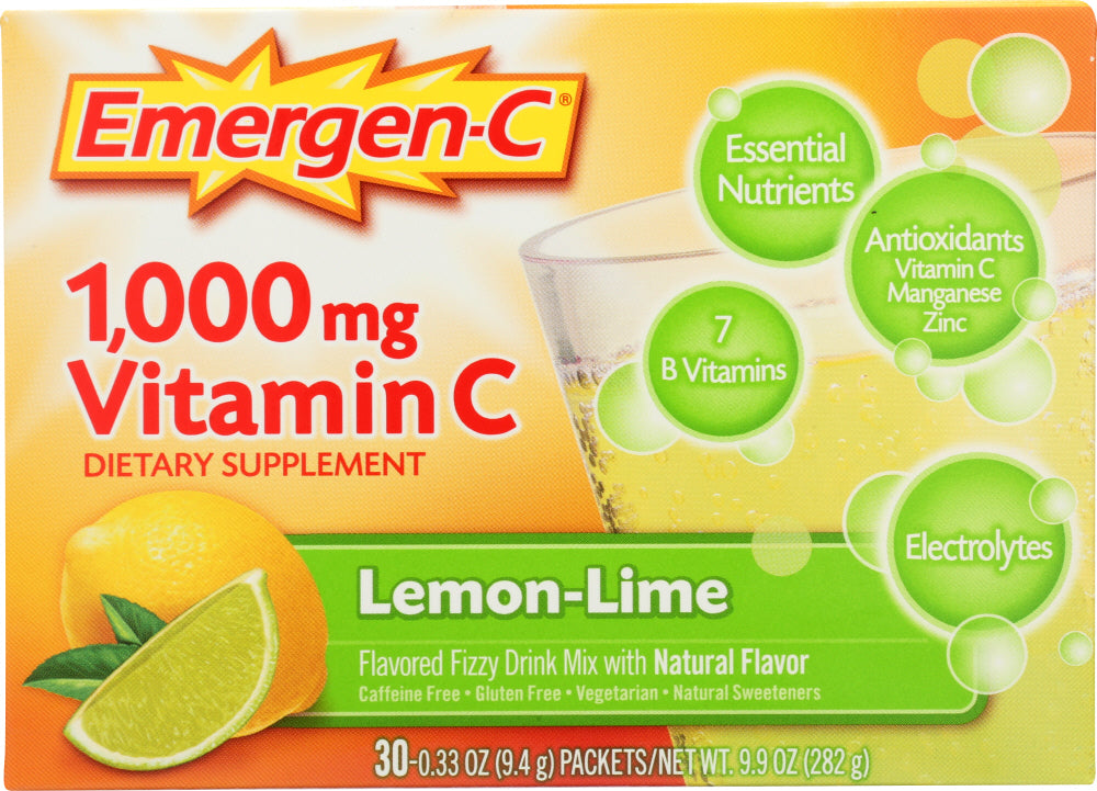 EMERGEN-C: Vitamin C Fizzy Drink Mix Lemon Lime 30 packets, 9.8 oz