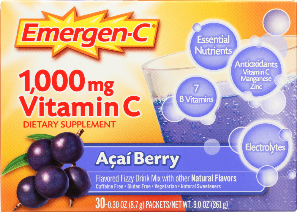 EMERGEN-C: 1000 mg Vitamin C Acai Berry 30 Packets, 8.9 oz