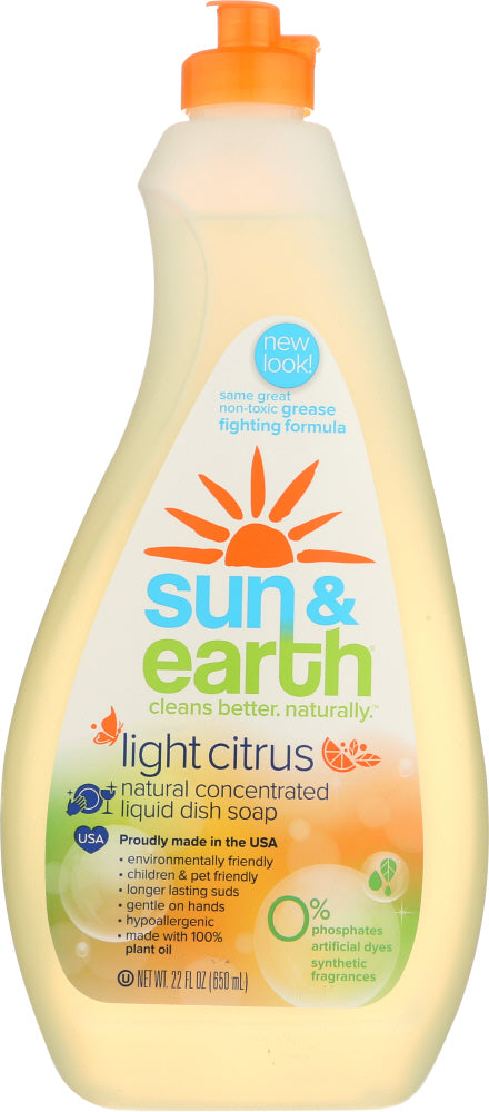 SUN & EARTH: Natural Concentrated Liquid Dish Soap, 22 oz