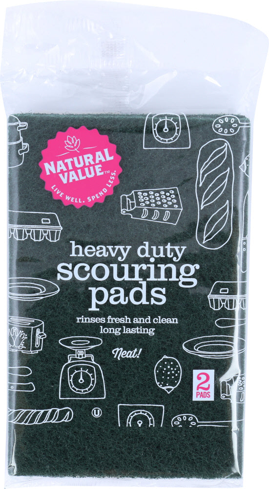 NATURAL VALUE: Heavy Duty Scouring Pads 2 Pack, 1 ea
