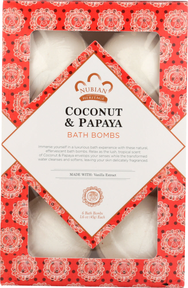 NUBIAN HERITAGE: Coconut & Papaya Bath Bomb, 12 oz