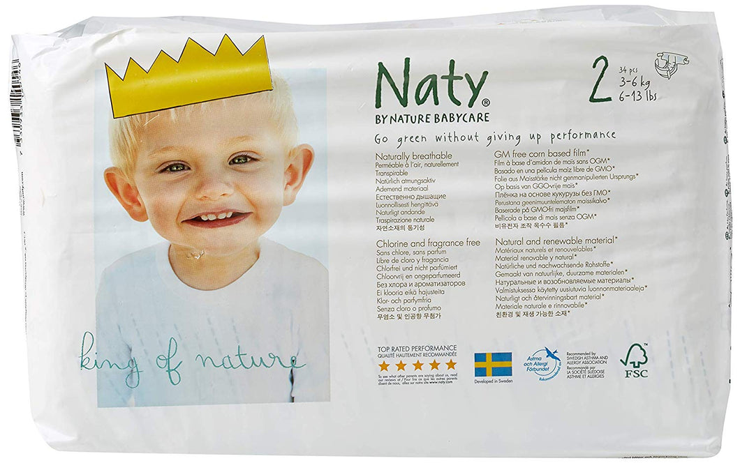 NATY-ECO BY NATY: Diapers Size 2 12-18 lbs, 34 pc