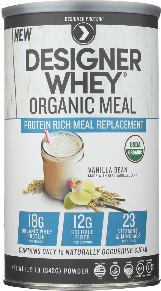 DESIGNER PROTEIN WHEY: Designer Whey Meal Replacement Powder Vanilla Organic, 1.21 lb