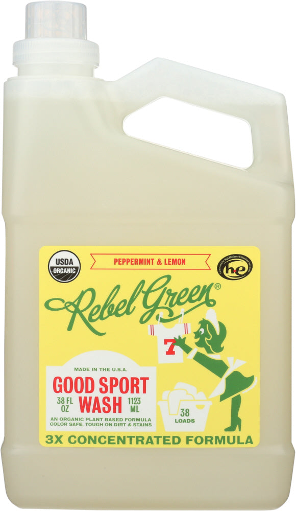 REBEL GREEN: Good Sport Wash Peppermint & Lemon, 38 oz