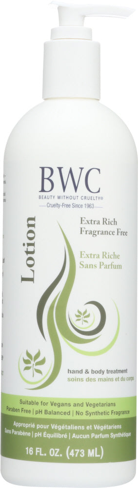 BEAUTY WITHOUT CRUELTY: Hand & Body Lotion Extra Rich Fragrance Free, 16 oz