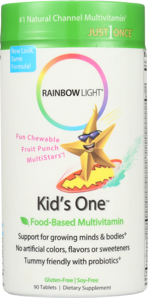 RAINBOW LIGHT: Kid's One Multistars Food-Based Multivitamin Fruit Punch, 90 Chewable Tablets