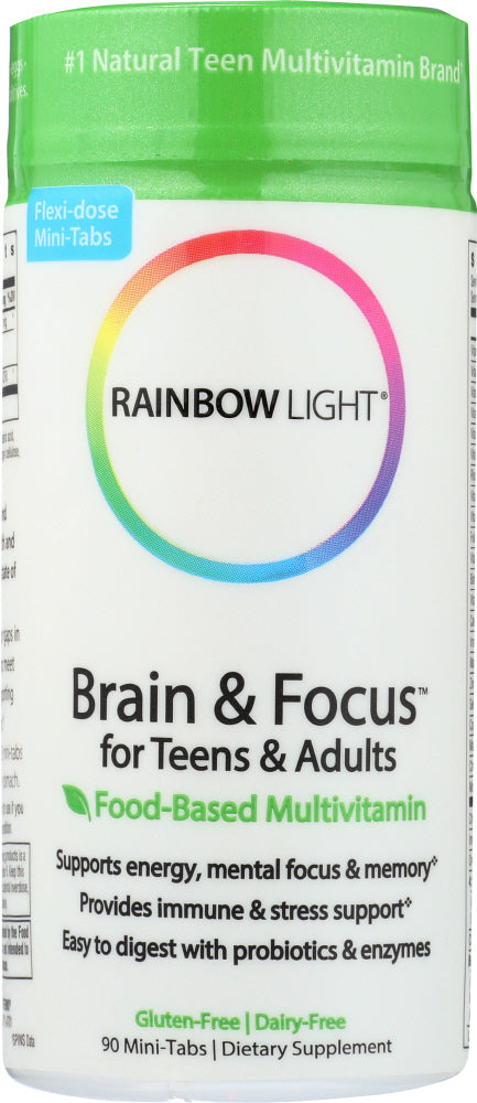RAINBOW LIGHT: Brain & Focus for Teens & Adults Food-Based Multivitamin, 90 Mini-Tabs