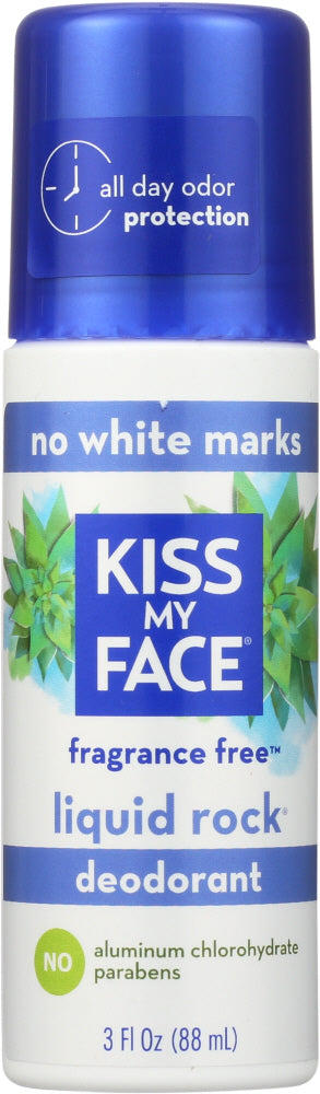 KISS MY FACE: Liquid Rock Fragrance Free Roll-On Deodorant, 3 oz