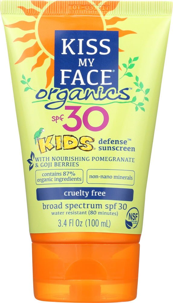 KISS MY FACE: Organic Sunscreen Mineral Kids Lotion Spf 30, 3.4 oz