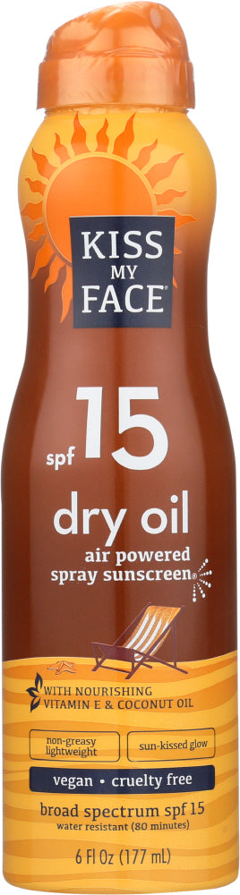 KISS MY FACE: Dry Oil Spf15 Spray Sunscreen, 6 oz