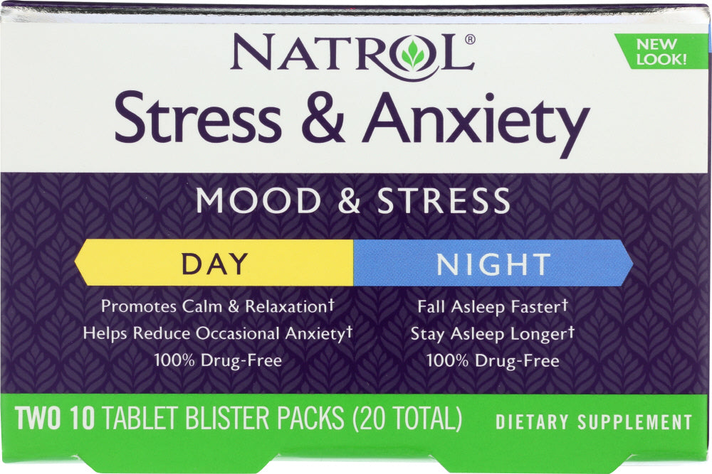 NATROL: Stress & Anxiety Day and Night Formula, 20 tb