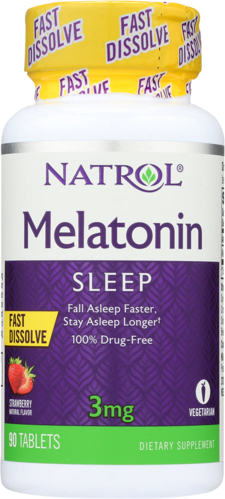 NATROL: Melatonin Fast Dissolve Strawberry Flavor 3 mg, 90 Tablets