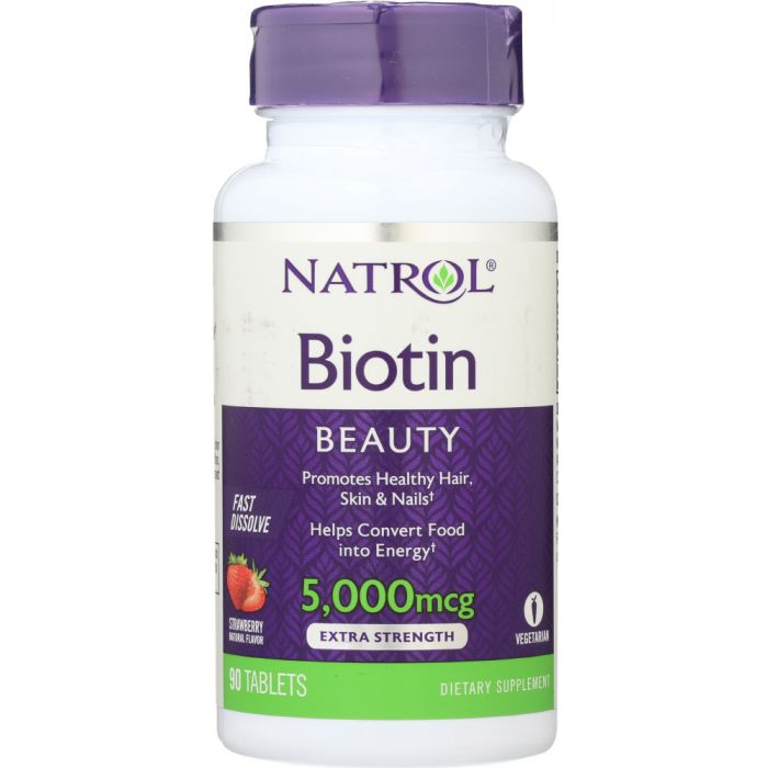 NATROL: Biotin Strawberry Flavor 5000 mcg, 90 Tablets