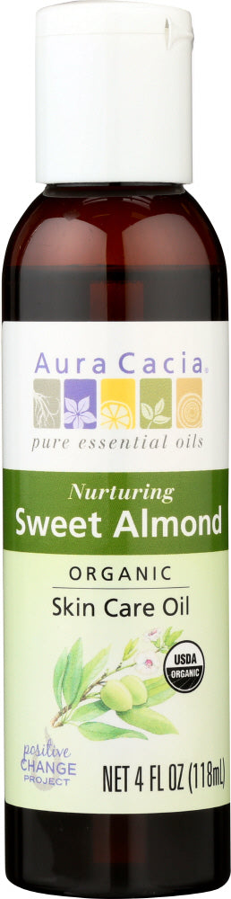 AURA CACIA: Organic Skin Care Oil Nuturing Sweet Almond, 4 oz