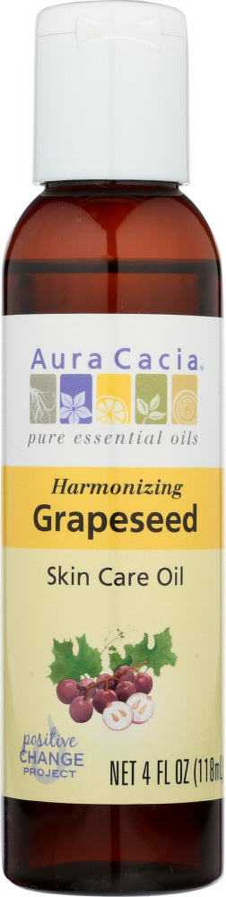 AURA CACIA: Natural Skin Care Oil Harmonizing Grapeseed, 4 Oz