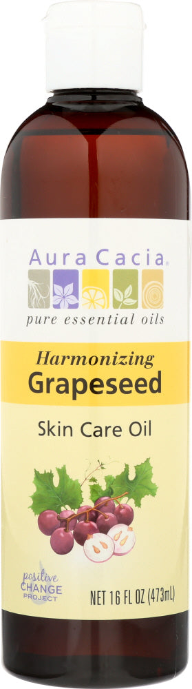 AURA CACIA: Natural Skin Care Oil Harmonizing Grapeseed, 16 Oz