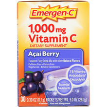 Load image into Gallery viewer, EMERGEN-C: 1000 mg Vitamin C Acai Berry 30 Packets, 8.9 oz
