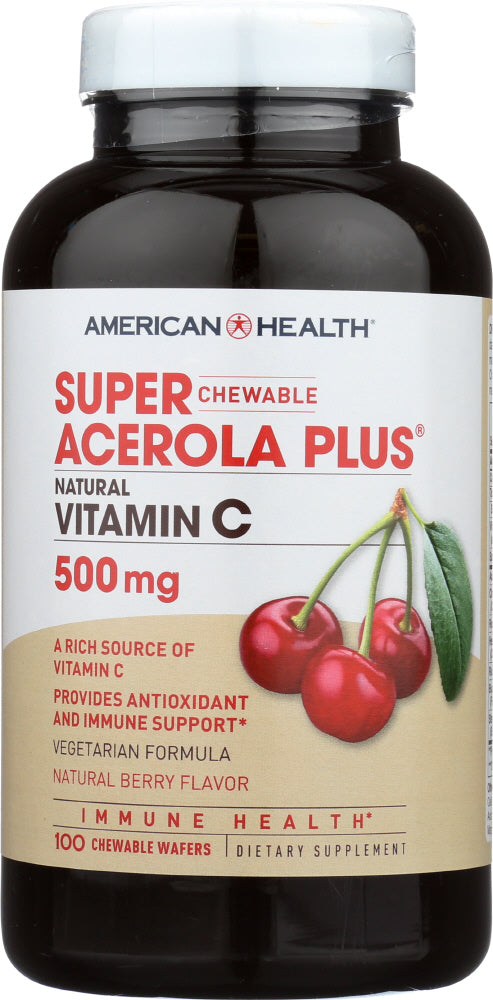 AMERICAN HEALTH: Super Acerola Plus Natural Vitamin C Chewable Berry 500 mg, 100 Count