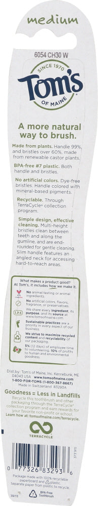 TOMS OF MAINE: Medium Naturally Clean Toothbrush, 1 ea