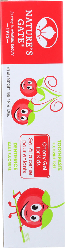 NATURES GATE: Toothpaste Fluoride Free Cherry Gel for Kids, 5 oz