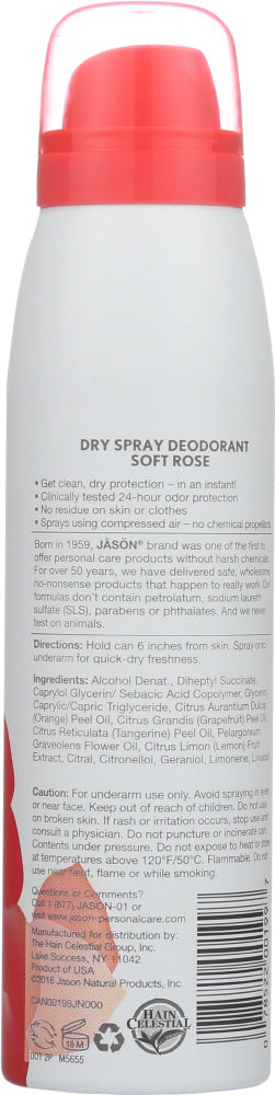 JASON: Deodorant Spray Soft Rose, 3. 8 oz