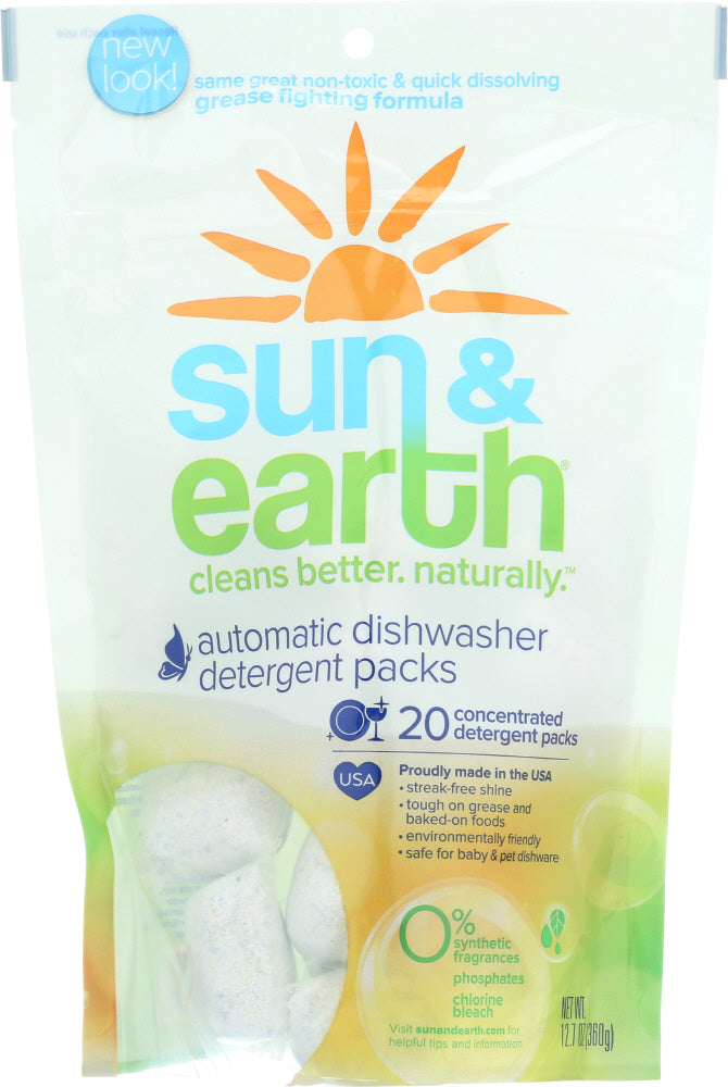 SUN & EARTH: Natural Automatic Dishwasher Packs, 20 pc
