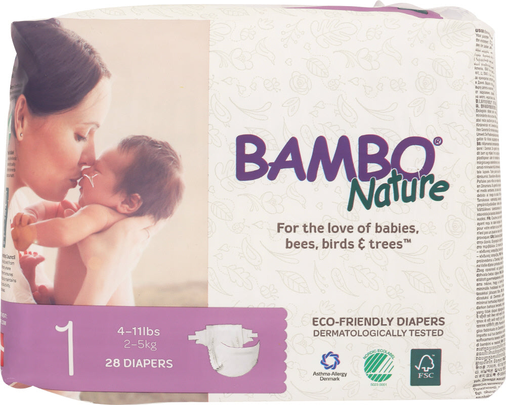 BAMBO NATURE: Diaper Baby Size 1, 28 pk