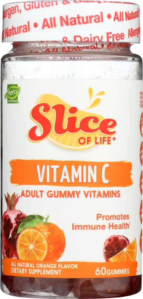 SLICE OF LIFE: Vitamin C Adult Gummy Vitamins Orange Flavor, 60 Gummies