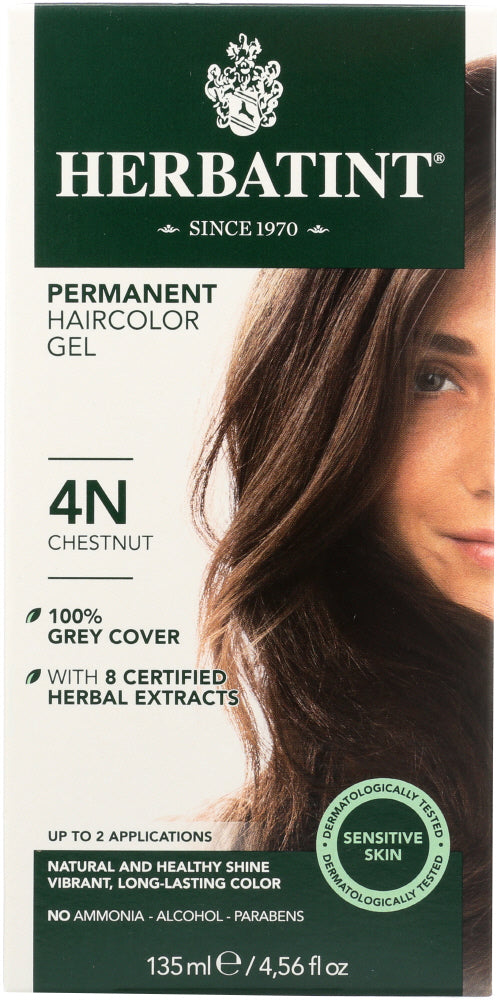 HERBATINT: Permanent Herbal Haircolor Gel 4N Chestnut, 4.5 oz
