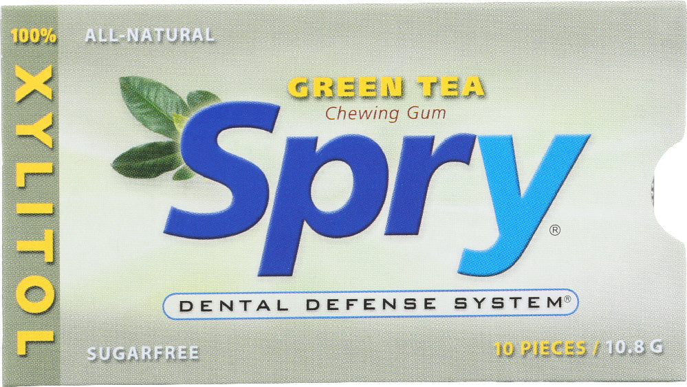 SPRY: Chewing Gum Green Tea, 10 Pieces