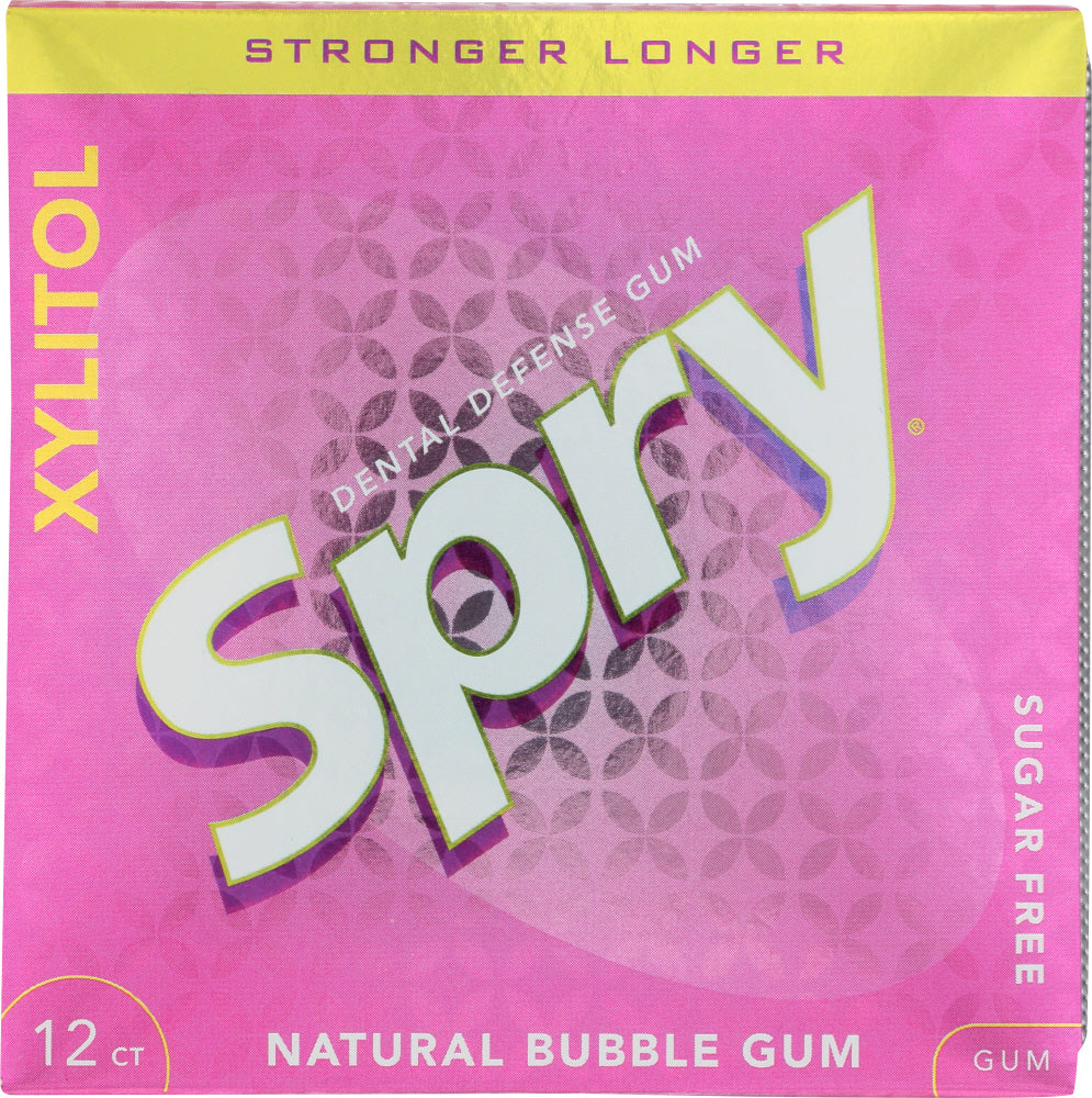 SPRY: Stronger Longer Bubble Gum Xylitol Gum, 12 pc