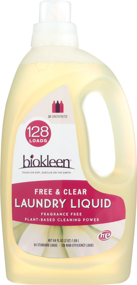 BIO KLEEN: Laundry Liquid Free and Clear Unscented, 64 oz