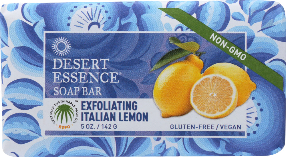 DESERT ESSENCE: Soap Bar Exfoliating Italian Lemon, 5 oz