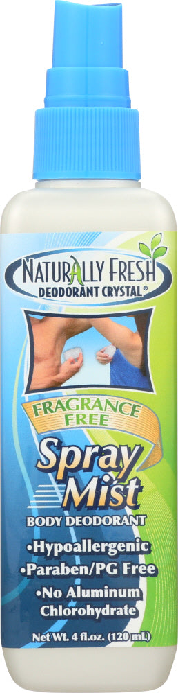 NATURALLY FRESH: Spray Mist Body Deodorant Fragrance Free, 4 Oz