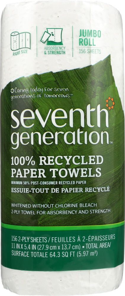 SEVENTH GENERATION: Paper Towel White 1 Roll, 1 ea