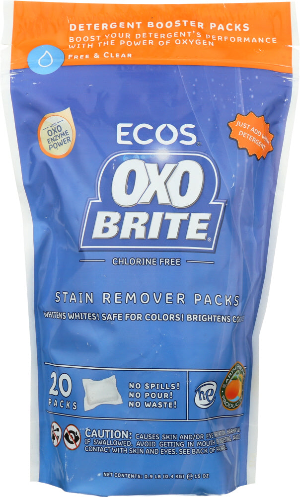 EARTH FRIENDLY: OxoBrite Laundry Booster Packs Free & Clear, 14.5 oz