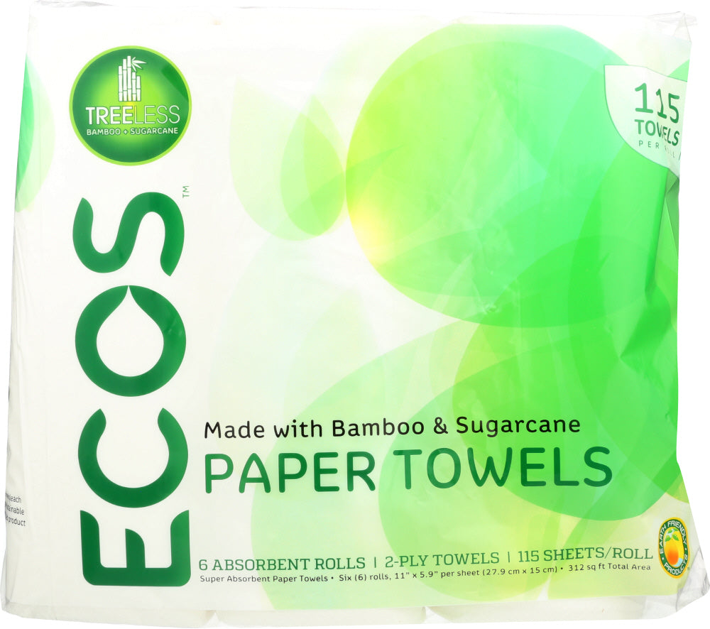 EARTH FRIENDLY: Treeless Paper Towels 115 Towels Per Roll 2 Ply, 6 pk