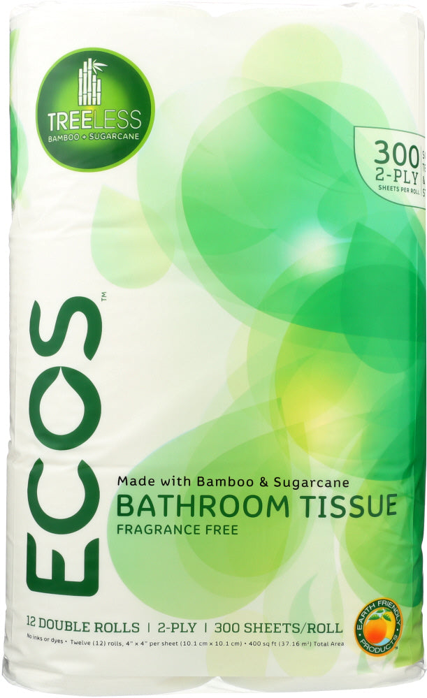 EARTH FRIENDLY: Treeless Bathroom Tissue 300 Sheets Per Roll 2Ply, 12 pk