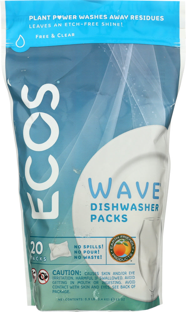 EARTH FRIENDLY: Wave Dishwasher Detergent Packs Free & Clear, 14.5 oz