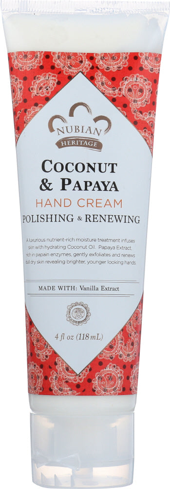 NUBIAN HERITAGE: Hand Cream Coconut Papaya, 4 oz