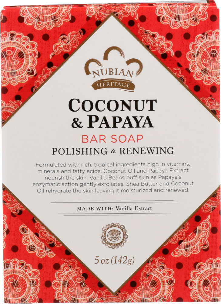 NUBIAN HERITAGE: Bar Soap Coconut and Papaya with Vanilla Beans, 5 oz