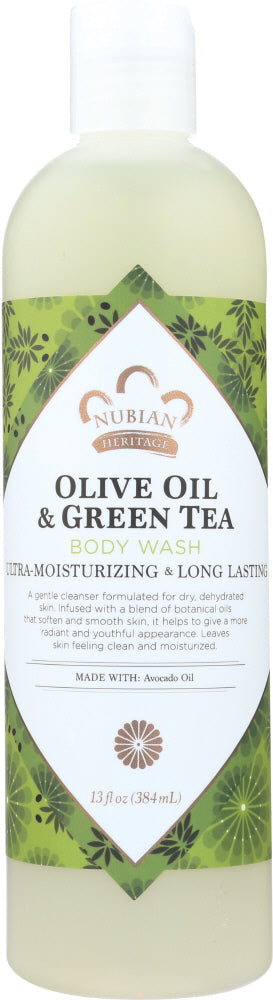 NUBIAN HERITAGE: Body Wash Olive & Green Tea with Avocado Oil, 13 oz