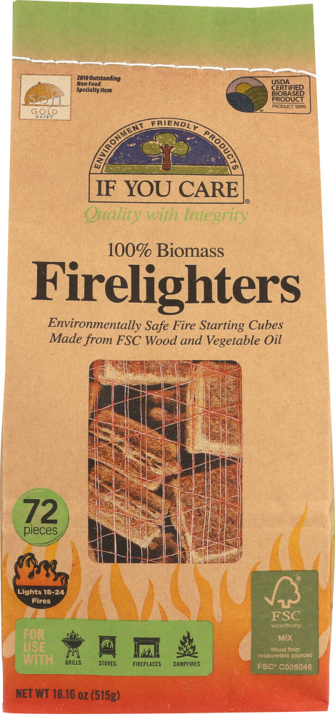 IF YOU CARE: 100% Biomass Firelighters, 72 pc