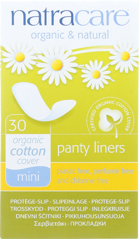 NATRACARE: Organic and Natural Panty Liners Cotton Cover Mini, 30 Liners