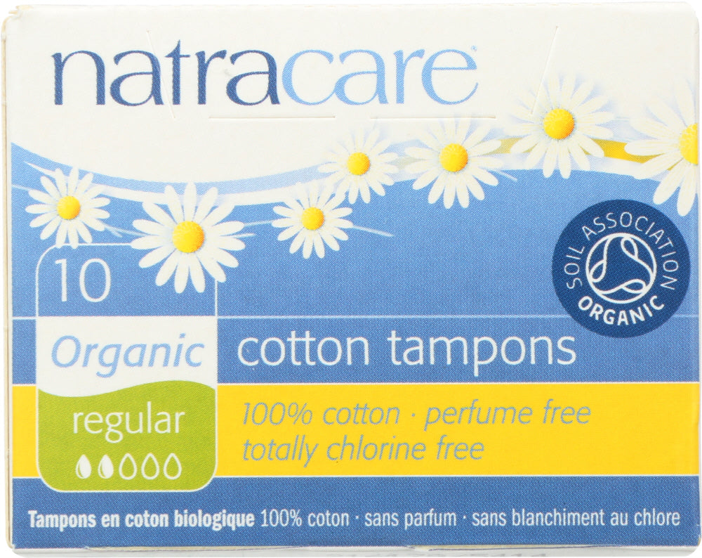 NATRACARE: Regular Non-Applicator Organic Cotton Tampons, 10 pc