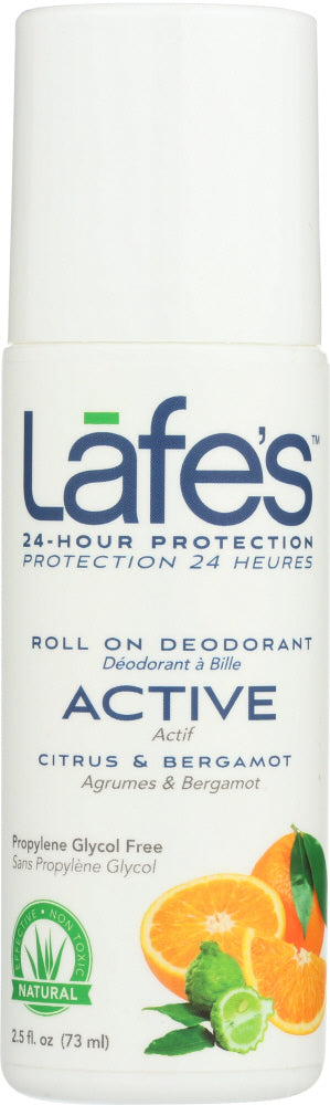 LAFES: Deodorant Roll on Active Citrus and Bergamot, 3 oz