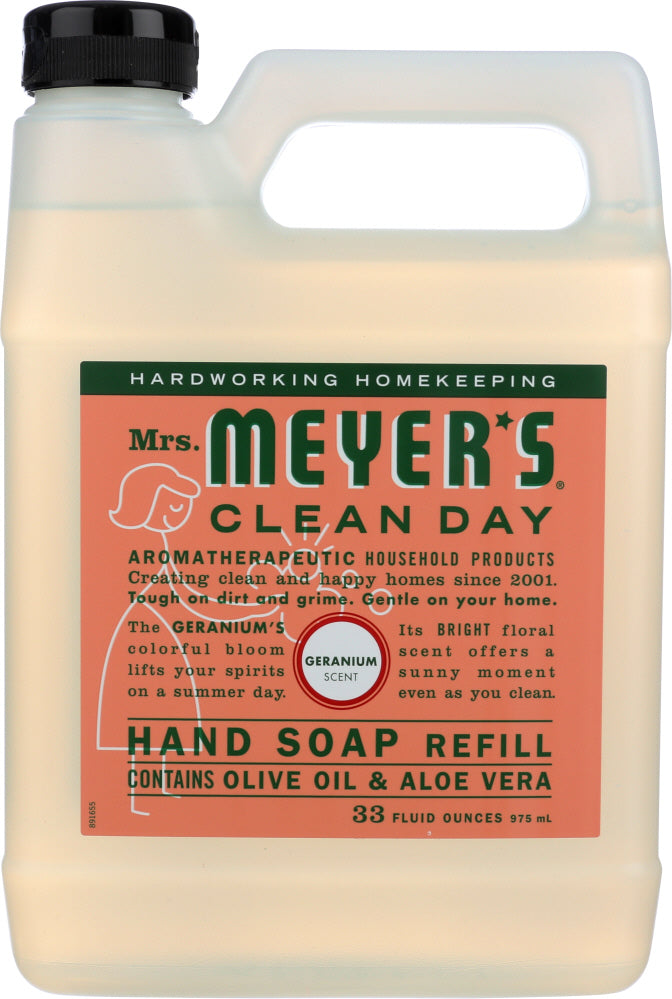 MRS. MEYER'S CLEAN DAY: Liquid Hand Soap Refill Geranium Scent, 33 oz