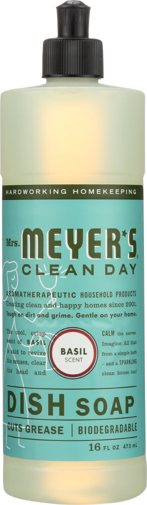 MRS. MEYER'S: Clean Day Liquid Dish Soap Basil Scent, 16 oz